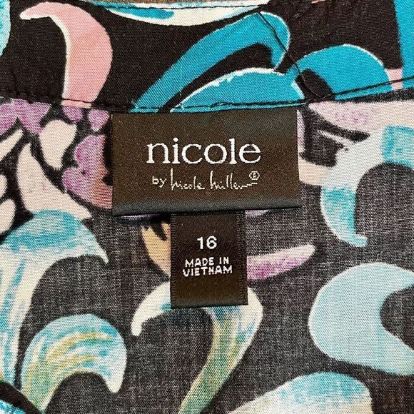 Nicole by Nicole Miller MIDI Floral Sleeveless Dress Buttons Halfway Size 16 - Picture 8 of 9